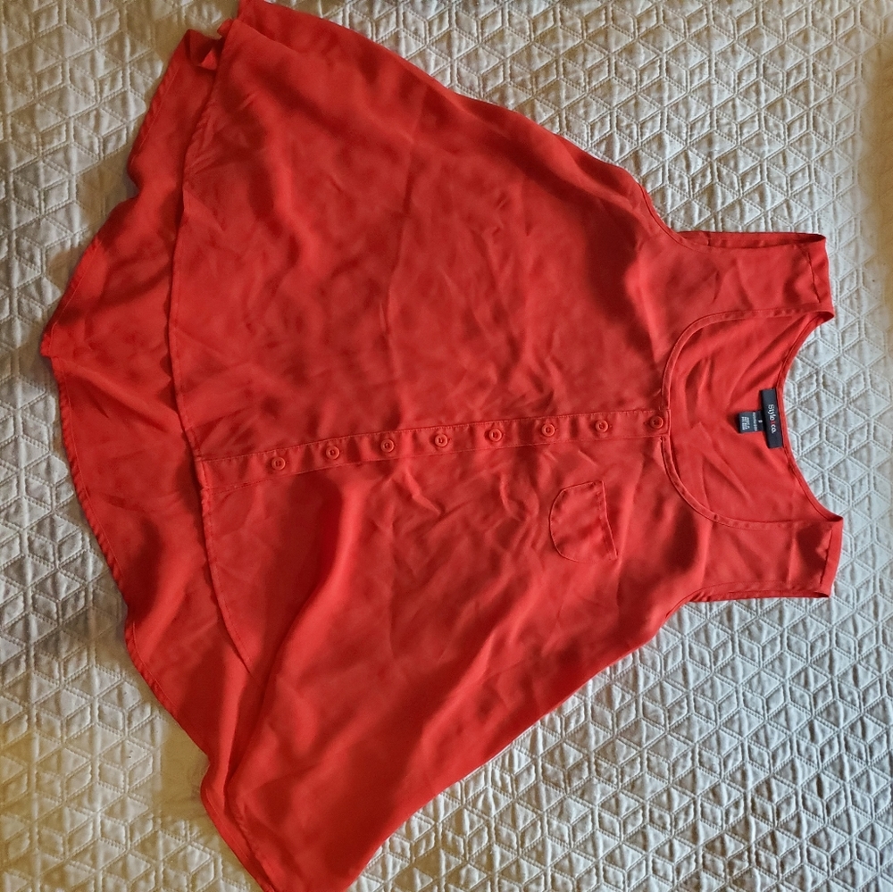 Blood-Orange Style&Co. Button-Up Tank Top